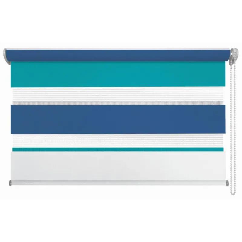 Doppelrollo Just Triple Blau, Grau, Wei&szlig; B: 80 cm