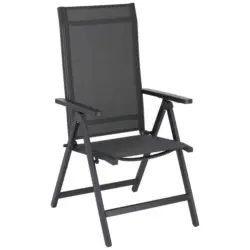 Gartenklappsessel in Metall, Kunststoff, Textil Anthrazit, Grau, Silberfarben