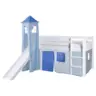 Spielbett Absturzsicherung, Leiter, Rutsche, Turm, Vorhang 90/200 cm in Wei&szlig;, Hellblau, Dunkelblau
