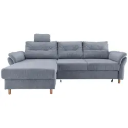 Ecksofa in Chenille Hellblau
