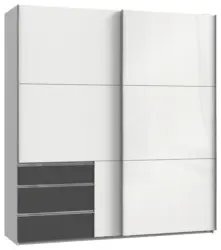 Schwebet&uuml;renschrank Level 36D ca. 200 cm Graphitfarben/Wei&szlig;