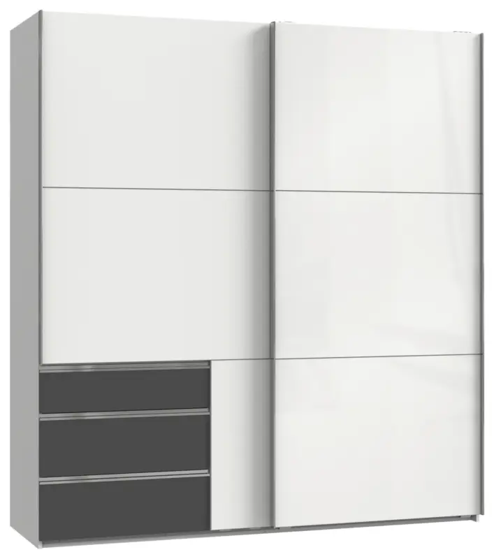 Schwebet&uuml;renschrank Level 36D ca. 200 cm Graphitfarben/Wei&szlig;