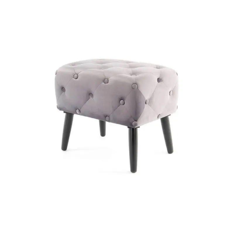 Hocker in Textil, Holzwerkstoff Grau, Schwarz