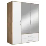 M&ouml;belix Dreht&uuml;renschrank mit Spiegel 155cm Lembo Artisan Eiche/Wei&szlig;