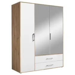 Dreht&uuml;renschrank mit Spiegel 155cm Lembo Artisan Eiche/Wei&szlig;