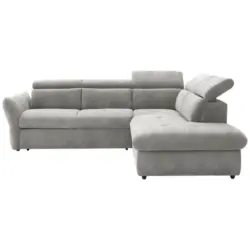 Ecksofa in Mikrofaser Hellgrau 254/224 cm