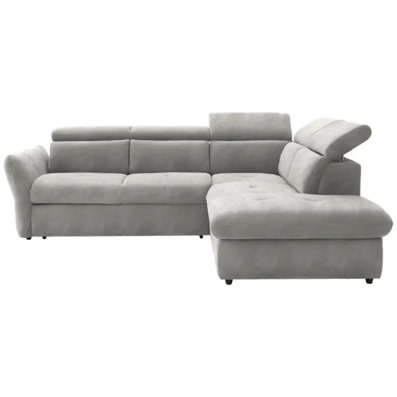 Ecksofa in Mikrofaser Hellgrau 254/224 cm
