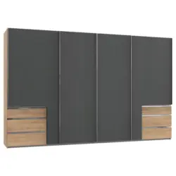 Schwebet&uuml;renschrank in Graphitfarben, Eichefarben