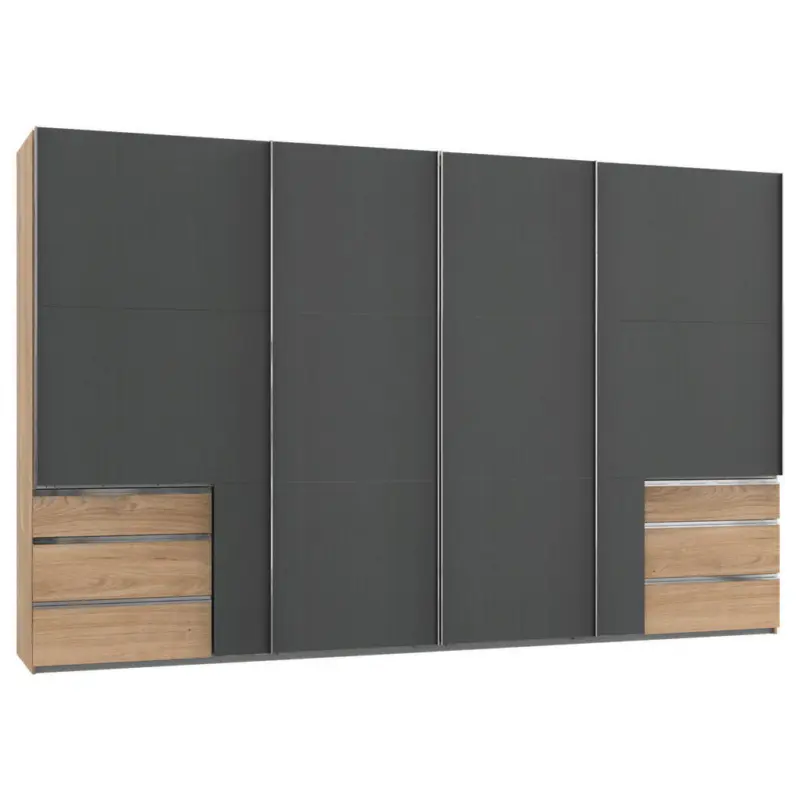Schwebet&uuml;renschrank in Graphitfarben, Eichefarben