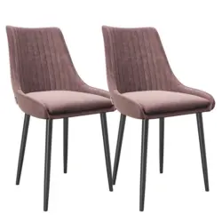 Stuhl-Set 2 St&uuml;ck gesteppt Rosa, Schwarz