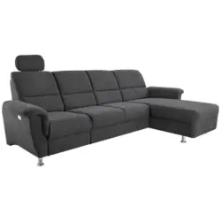 Ecksofa in Mikrofaser Schwarz 292/165 cm