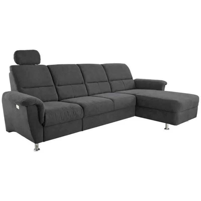 Ecksofa in Mikrofaser Schwarz 292/165 cm
