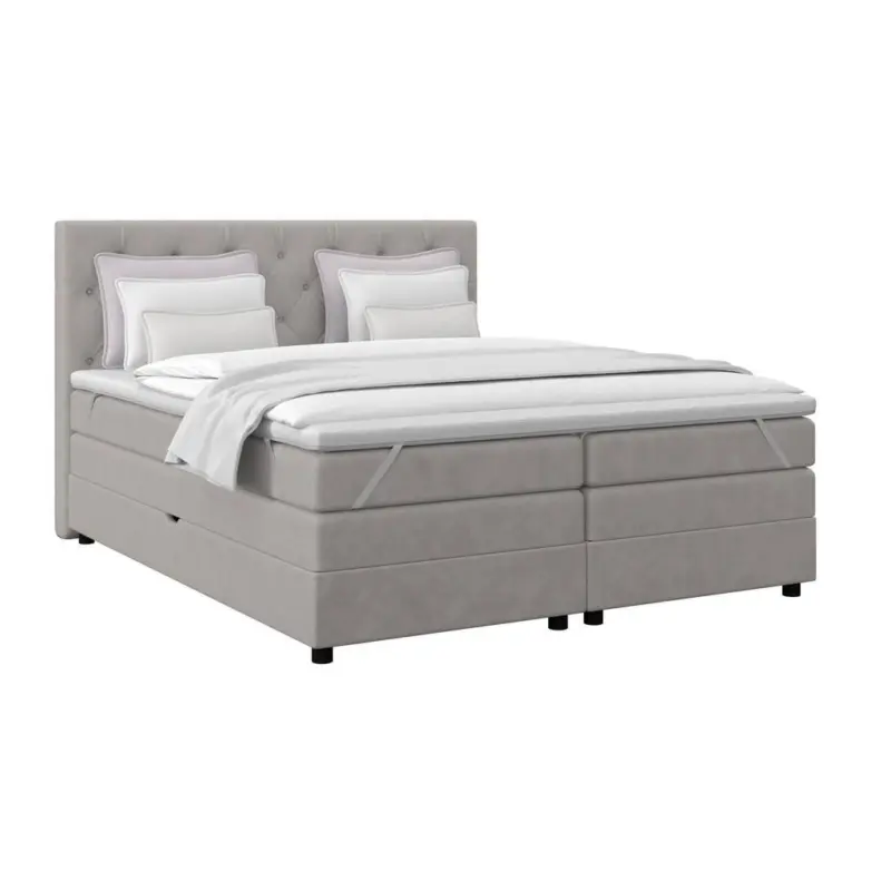 Boxspringbett Elio Silberfarben 180x200 cm H3