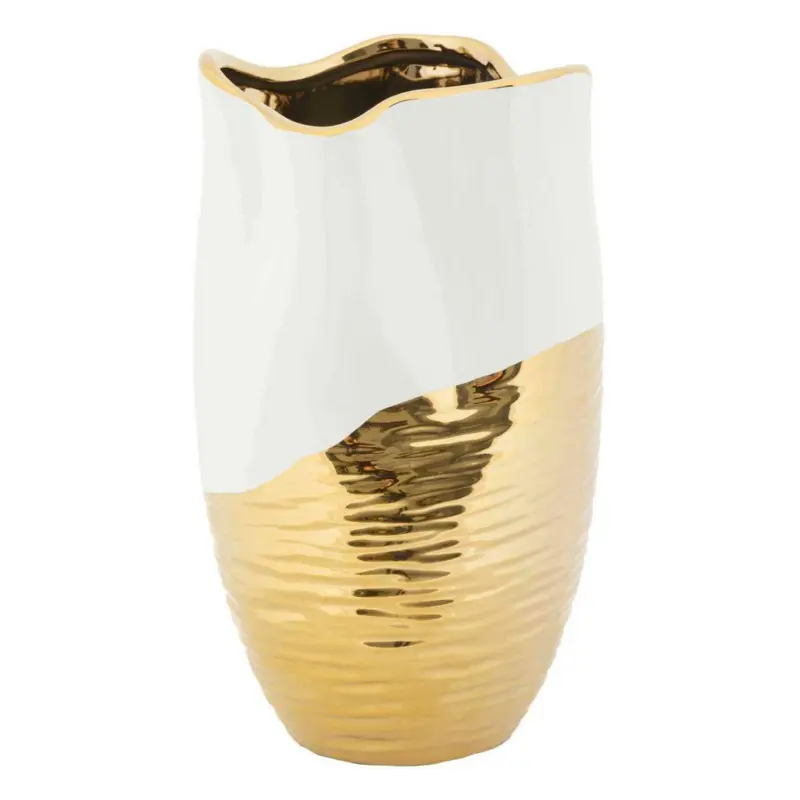 Vase Lux Wei&szlig;, Goldfarben B: 20 cm