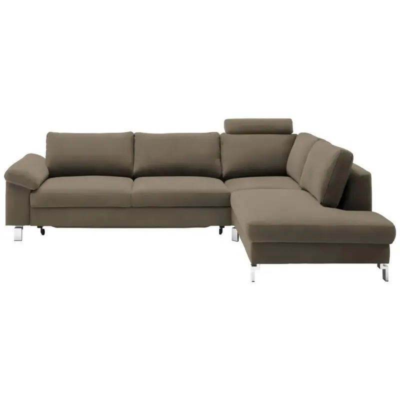 Ecksofa in Echtleder Taupe 281/200 cm