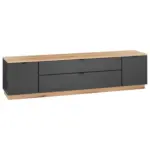 M&ouml;belix TV-Lowboard VINCE II B: 185 cm Anthrazit/Evoke Oak Dekor