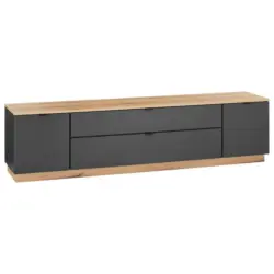 TV-Lowboard VINCE II B: 185 cm Anthrazit/Evoke Oak Dekor