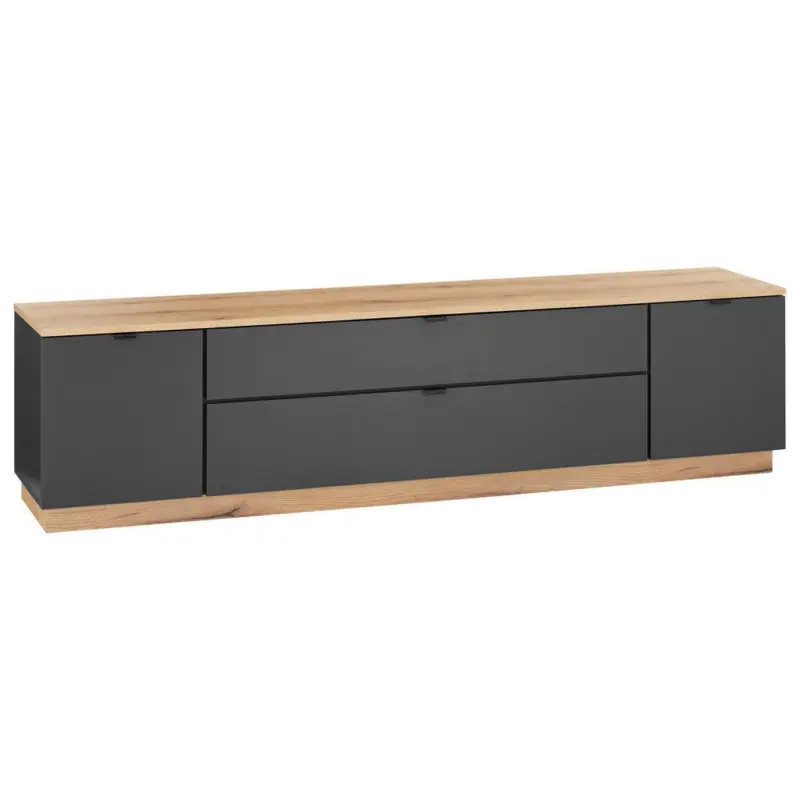 TV-Lowboard VINCE II B: 185 cm Anthrazit/Evoke Oak Dekor