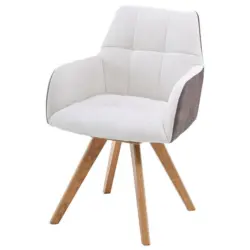 Armlehnstuhl Elke beige Eiche massiv, drehbar, B: 61cm