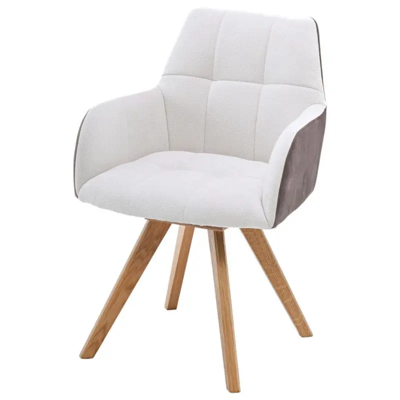 Armlehnstuhl Elke beige Eiche massiv, drehbar, B: 61cm