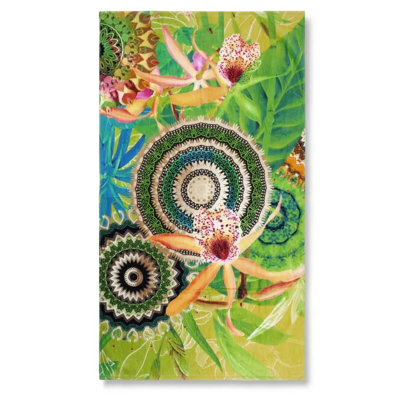Strandtuch Yissa 100x180 cm Gelb Gr&uuml;n Goldfarben
