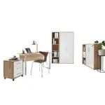 M&ouml;belix B&uuml;ro Office Edition Eiche Dekor/Wei&szlig; Hochglanz