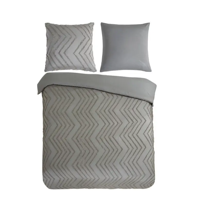 Bettw&auml;sche Zigzag 200x200 cm Braun Taupe Graubraun