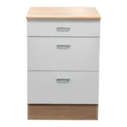 K&uuml;chenunterschrank Andy 60 cm Eiche/Wei&szlig; mit Laden