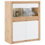 M&ouml;belix Vitrine Kashmir New B: 100 cm inkl. LED, Eiche Dekor/Wei&szlig;