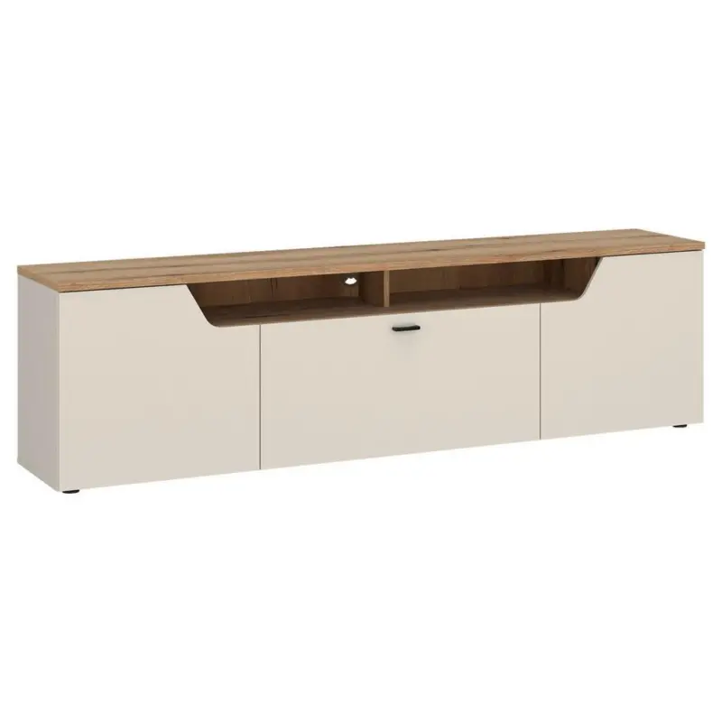 TV-Element Cut Out, B: 195 cm Kaschmir/Eichefarben