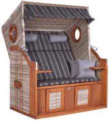 Strandkorb ca. 140x160x80 cm Braun/Grau