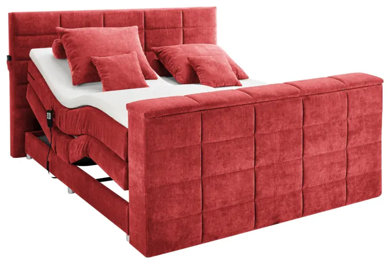 Boxspringbett Denver Rot ca. 180x200 cm mit Topper