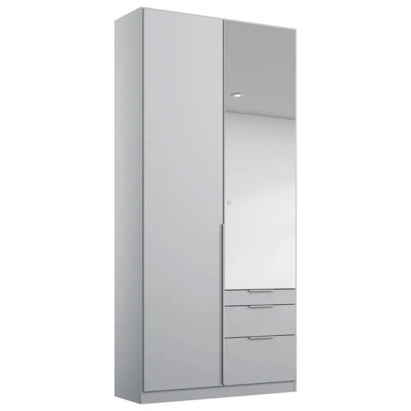 Dreht&uuml;renschrank mit Spiegel & Laden 91cm Alabama, Hellgrau
