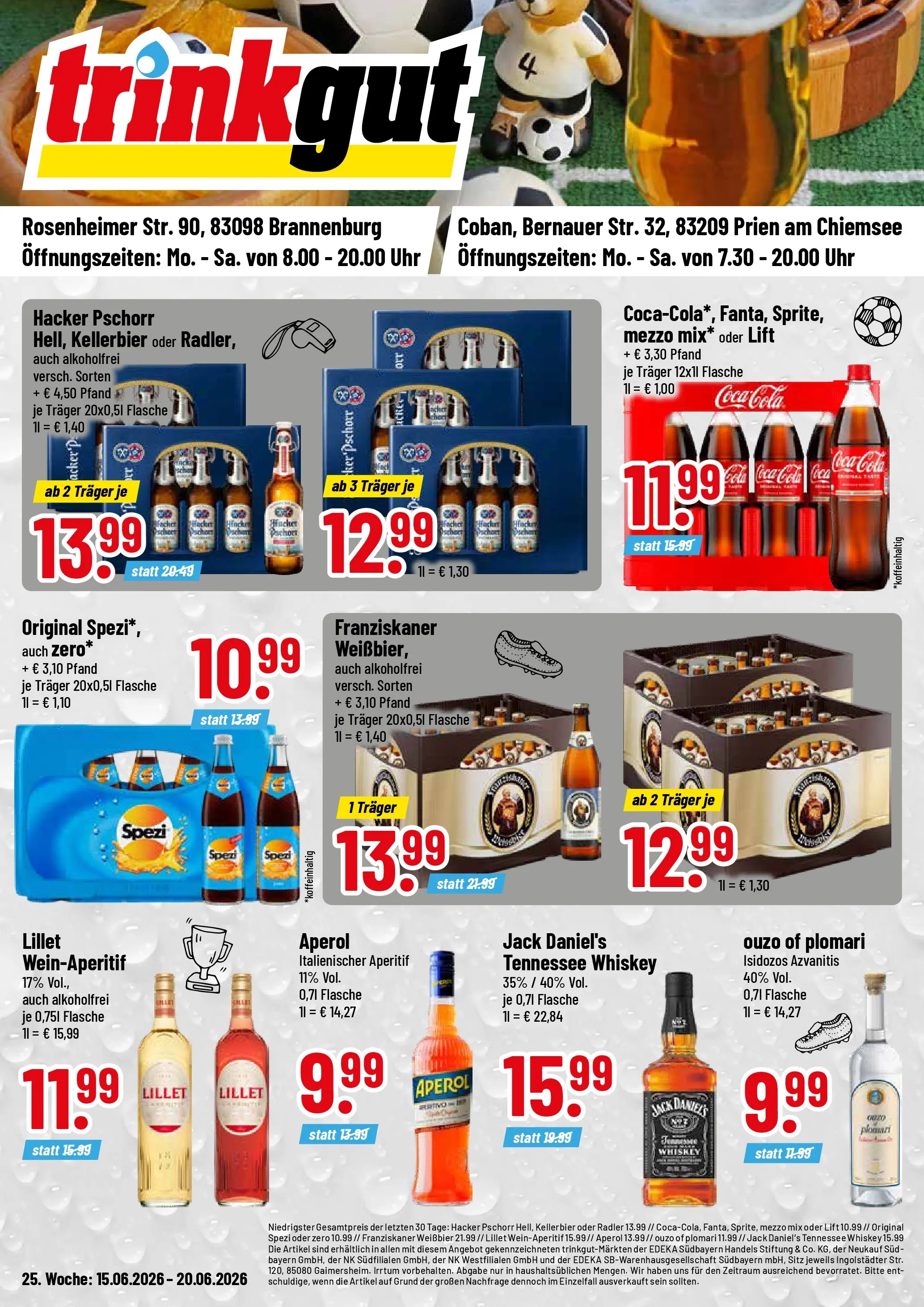 Trinkgut Prospekt Brannenburg (ab 14.06.2026) » Angebote online | Seite: 1 | Produkte: Franziskaner, Mezzo mix, Cola, Jack Daniel's