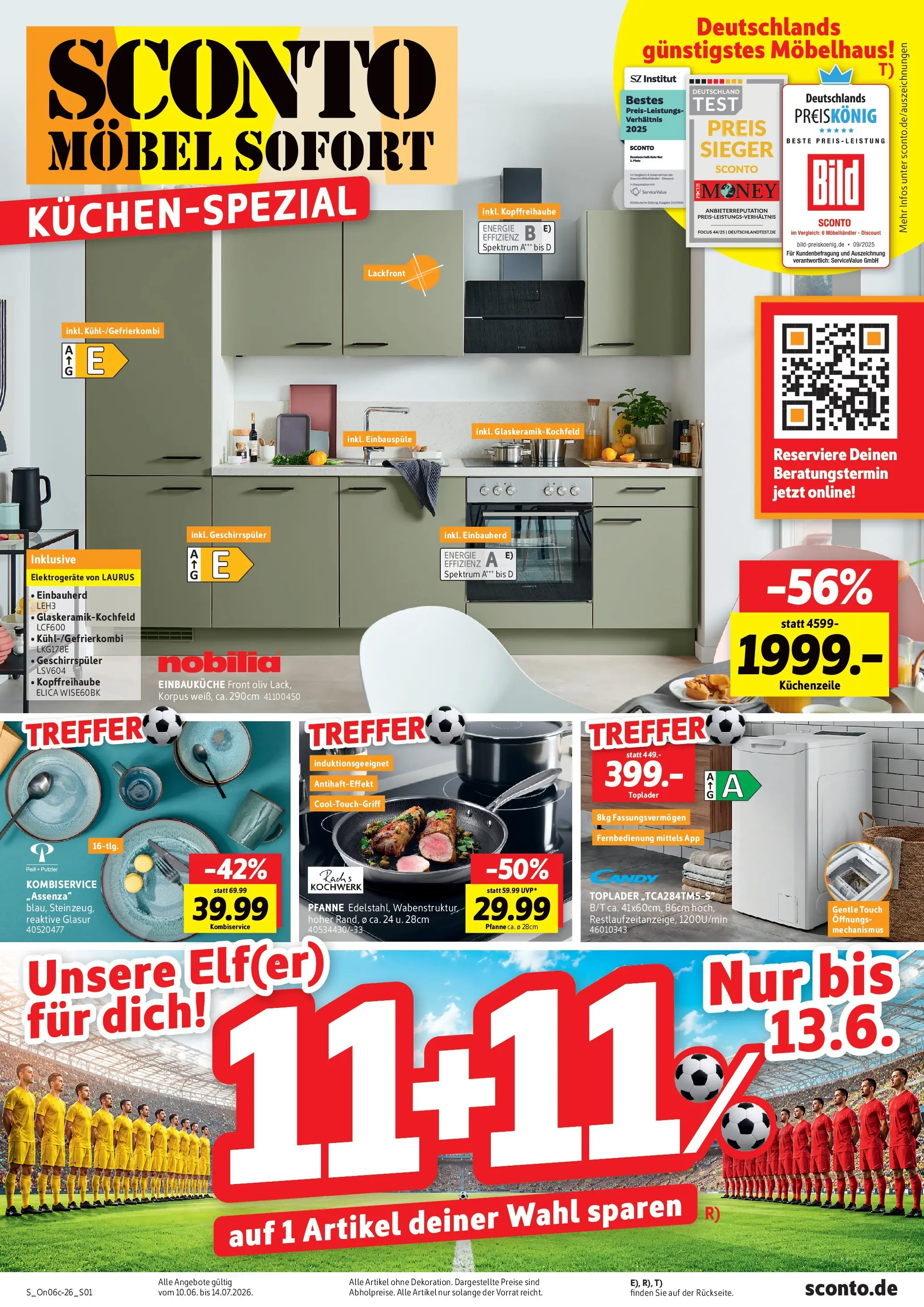 Sconto Küchen-spezial Erfurt (ab 10.06.2026) zum Blättern | Seite: 1 | Produkte: Geschirrspüler, Einbauküche, Küchenzeile, Toplader