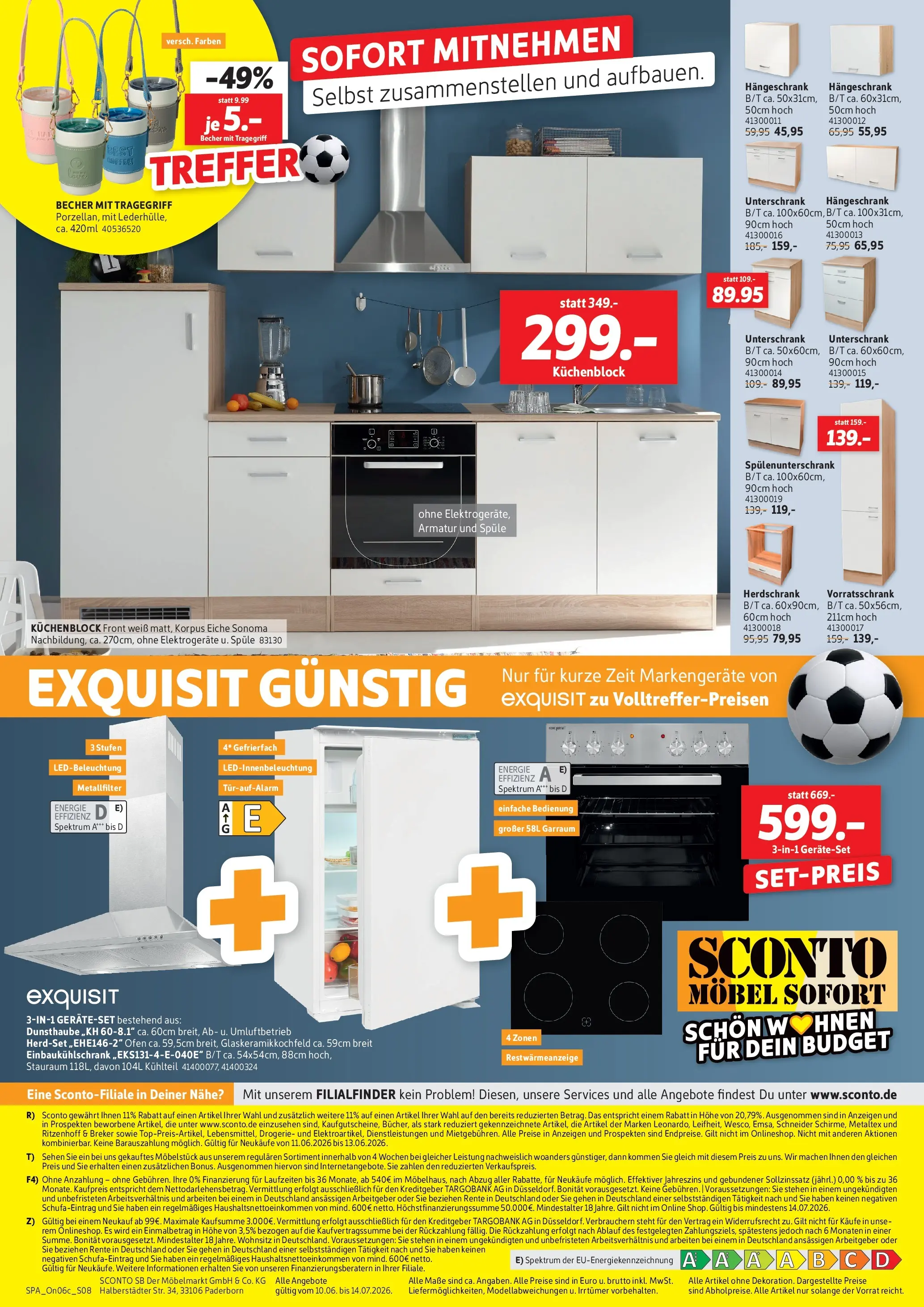 Sconto Küchen-spezial Erfurt (ab 10.06.2026) zum Blättern | Seite: 8 | Produkte: Ofen, Armatur, Hängeschrank, Unterschrank