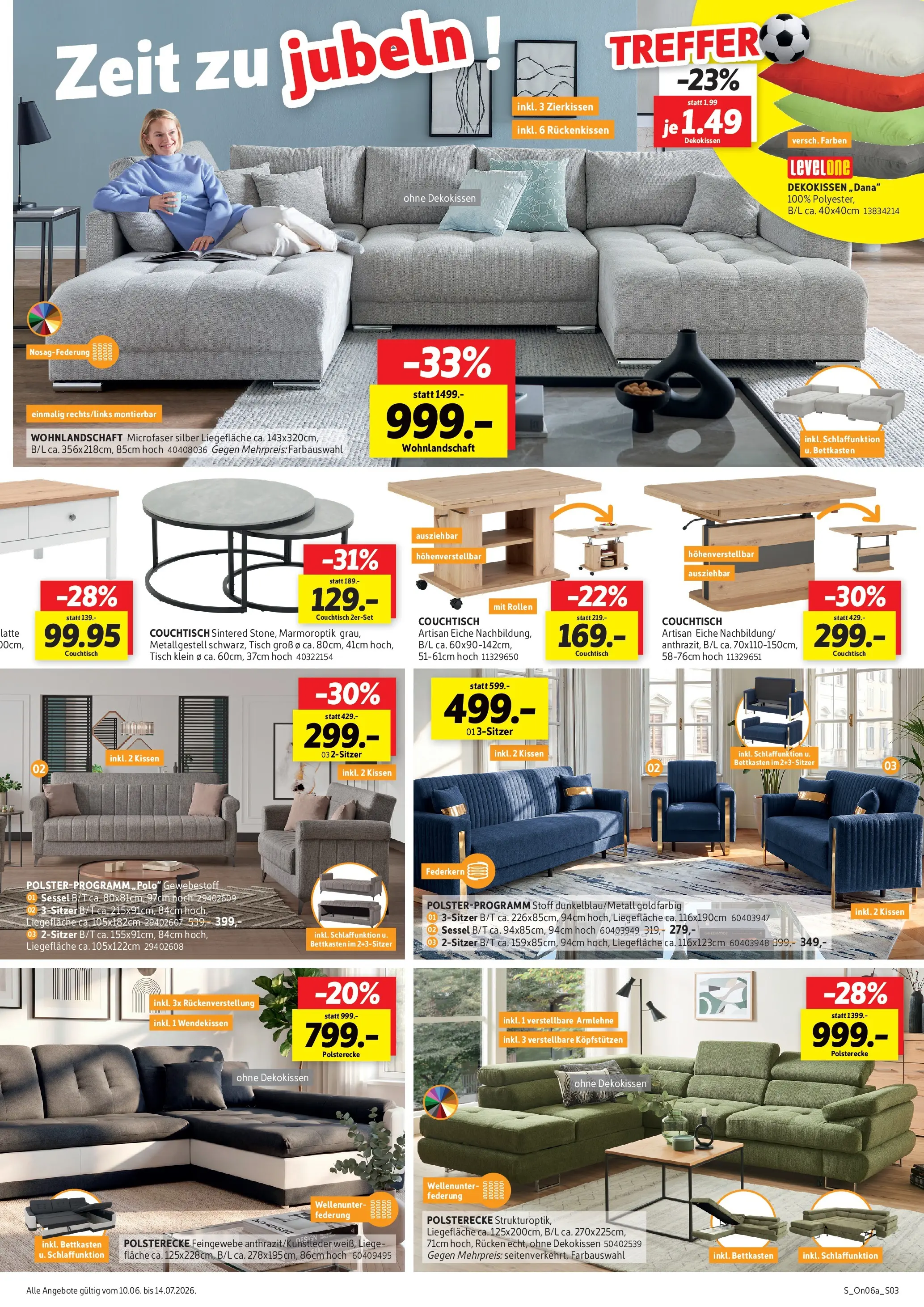 Sconto Prospekt Erfurt (ab 10.06.2026) zum Blättern | Seite: 3 | Produkte: Kissen, Couchtisch, Tisch, Liege