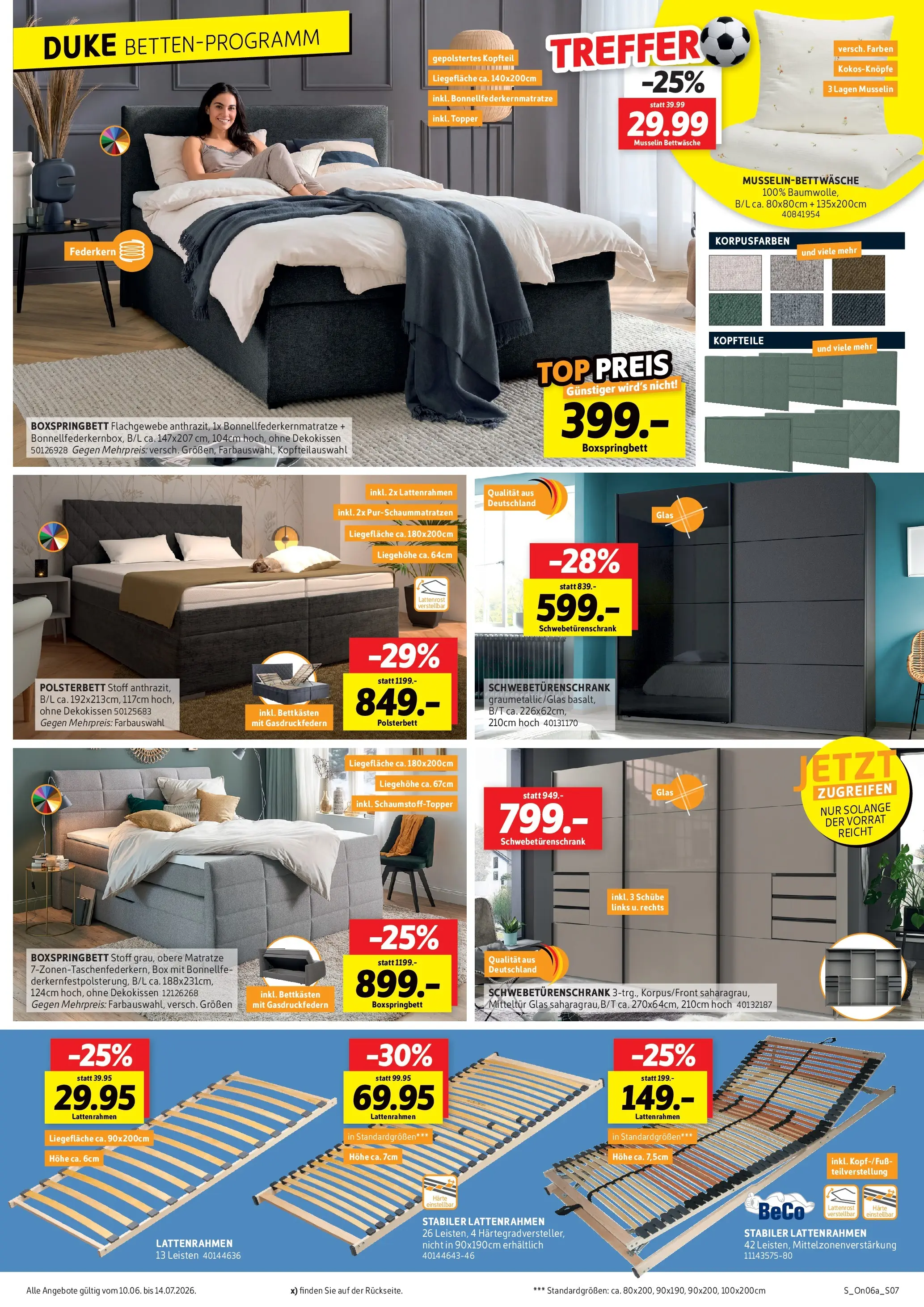 Sconto Prospekt Erfurt (ab 10.06.2026) zum Blättern | Seite: 7 | Produkte: Top, Boxspringbett, Polsterbett, Bettwäsche