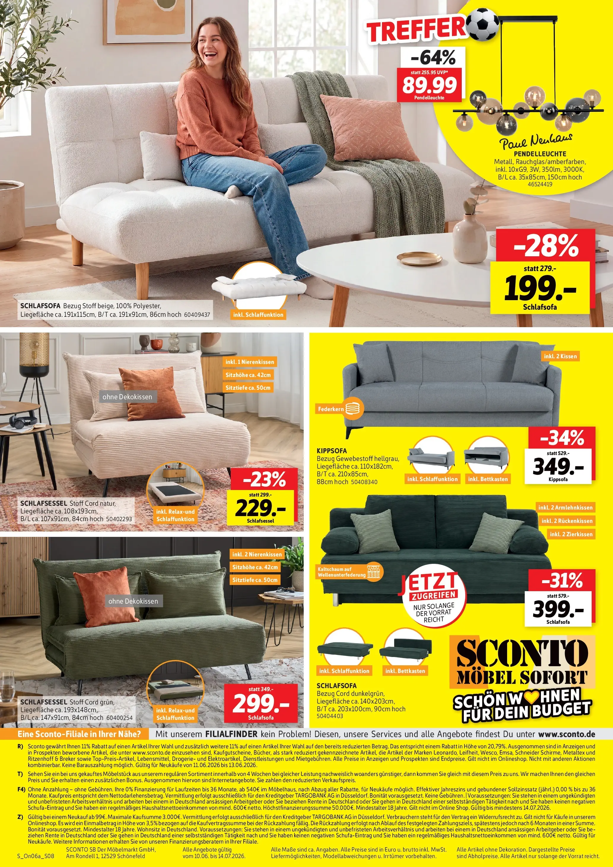 Sconto Prospekt Großpösna (ab 10.06.2026) zum Blättern | Seite: 8 | Produkte: Schlafsofa, Kissen