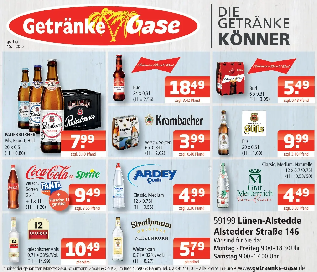 Angebote - Getränke Oase: Getränkeangebote (ab 14.06.2026) zum Blättern | Seite: 1 | Produkte: Fanta, Sprite, Krombacher, Uhr