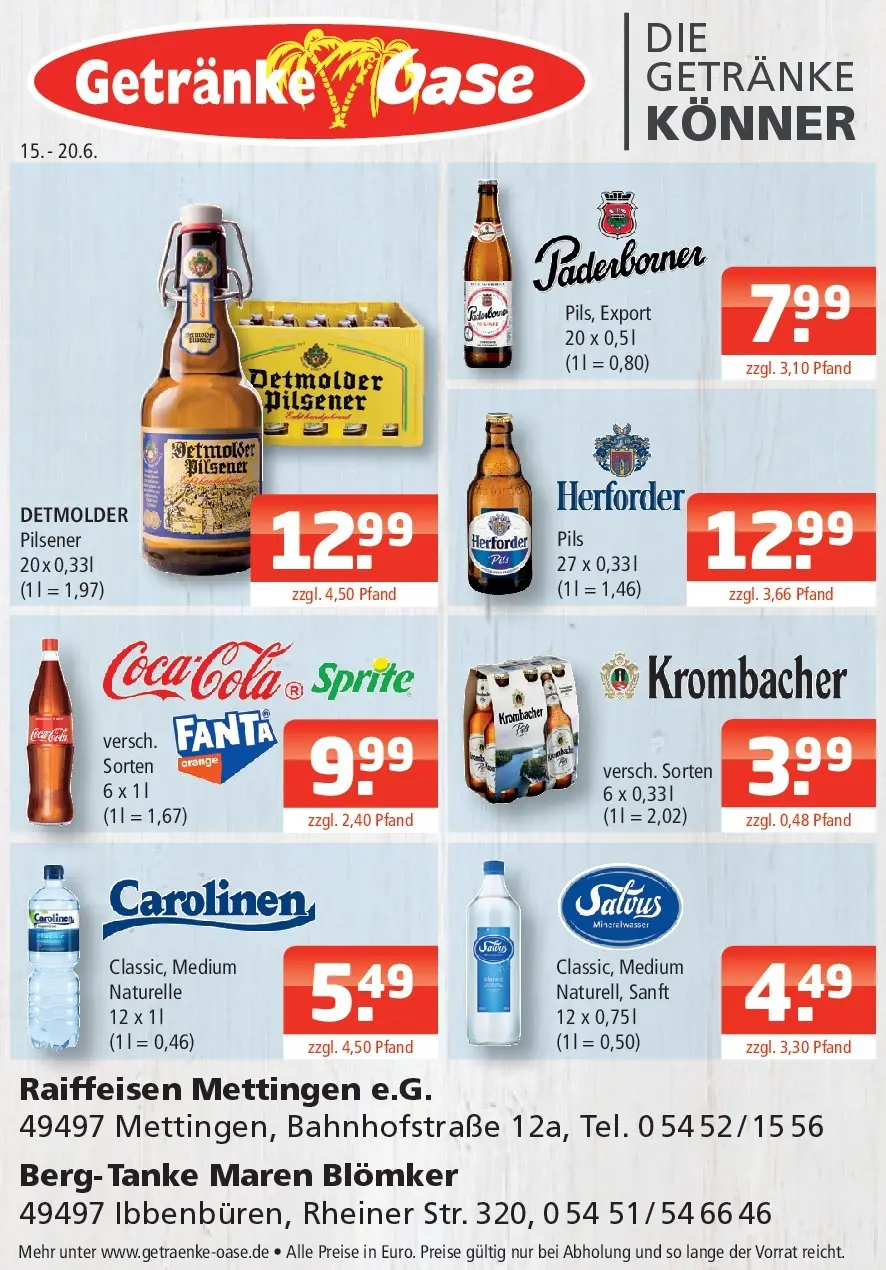 Angebote - Getränke Oase: Getränkeangebote (ab 14.06.2026) zum Blättern | Seite: 1 | Produkte: Fanta, Sprite, Pils, Krombacher