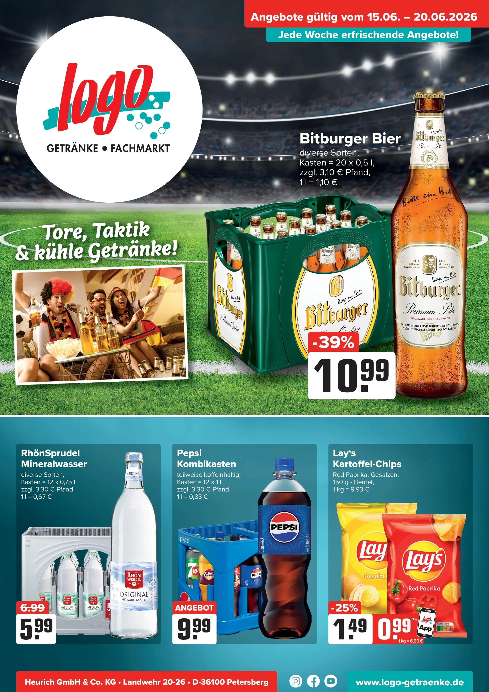 Angebote - Getränke Heurich: Getränkeangebote (ab 14.06.2026) zum Blättern | Seite: 1 | Produkte: Bier, Paprika, Pepsi, Rhonsprudel