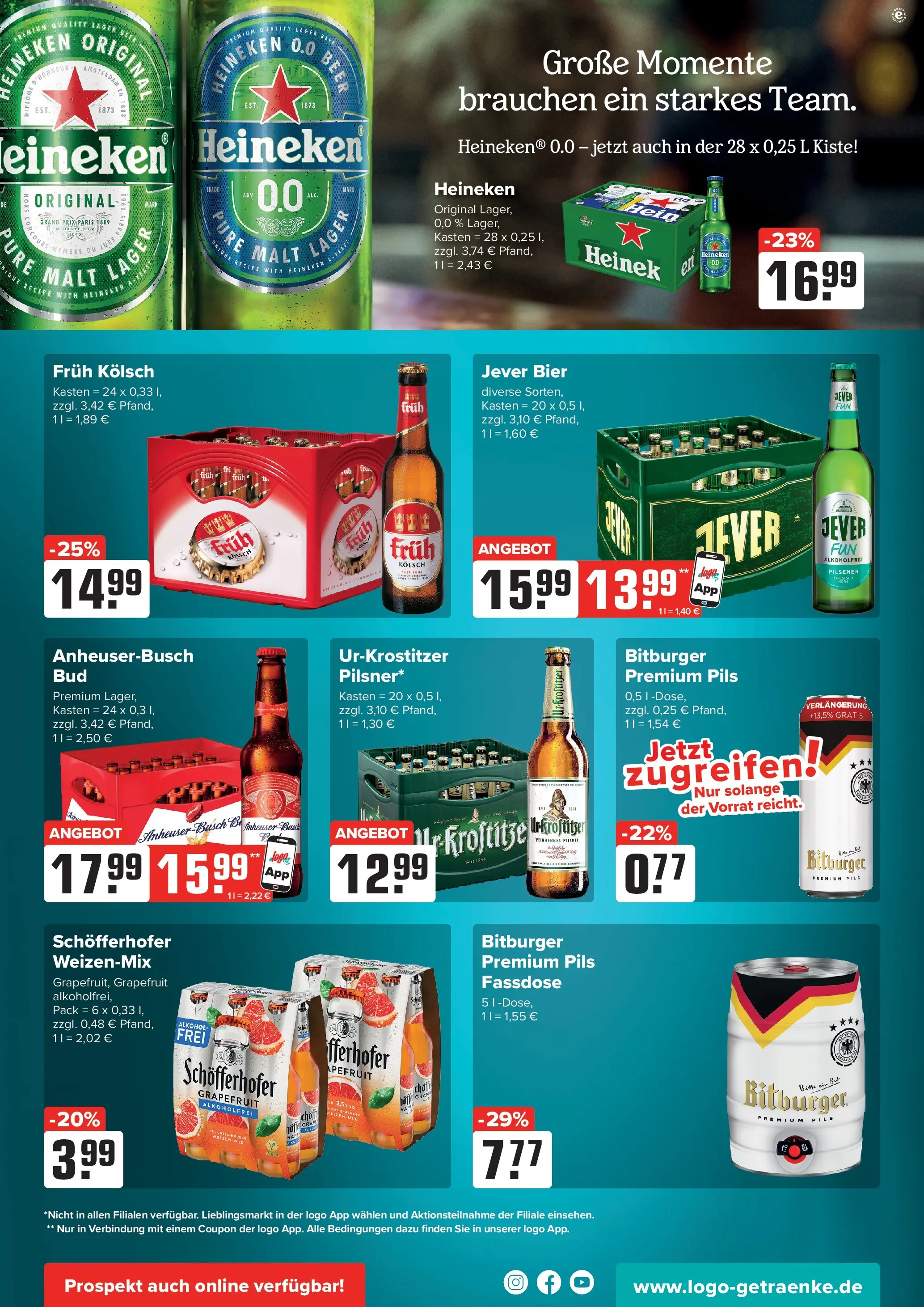 Angebote - Getränke Heurich: Getränkeangebote (ab 14.06.2026) zum Blättern | Seite: 2 | Produkte: Bitburger, Heineken, Grapefruit, Jever