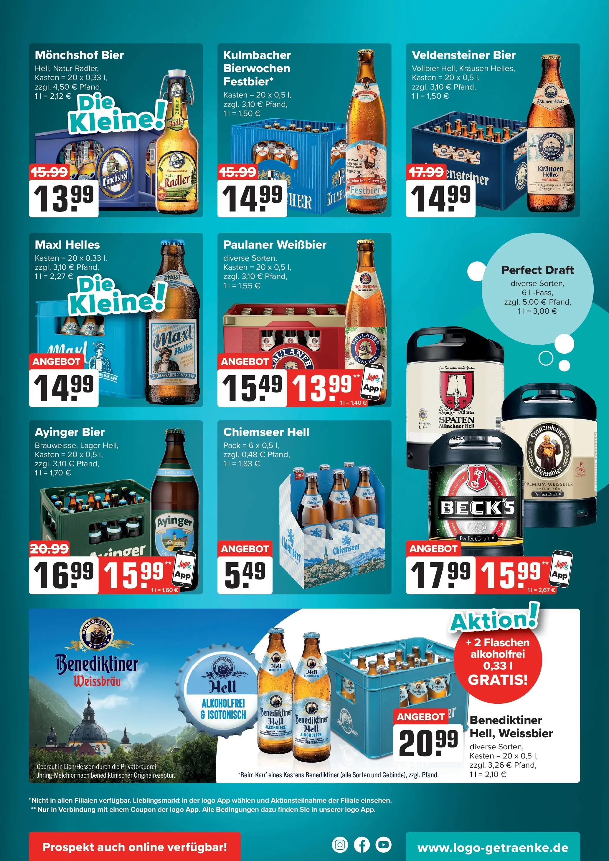 Angebote - Getränke Heurich: Getränkeangebote (ab 14.06.2026) zum Blättern | Seite: 3 | Produkte: Monchshof, Weißbier, Benediktiner hell, Paulaner