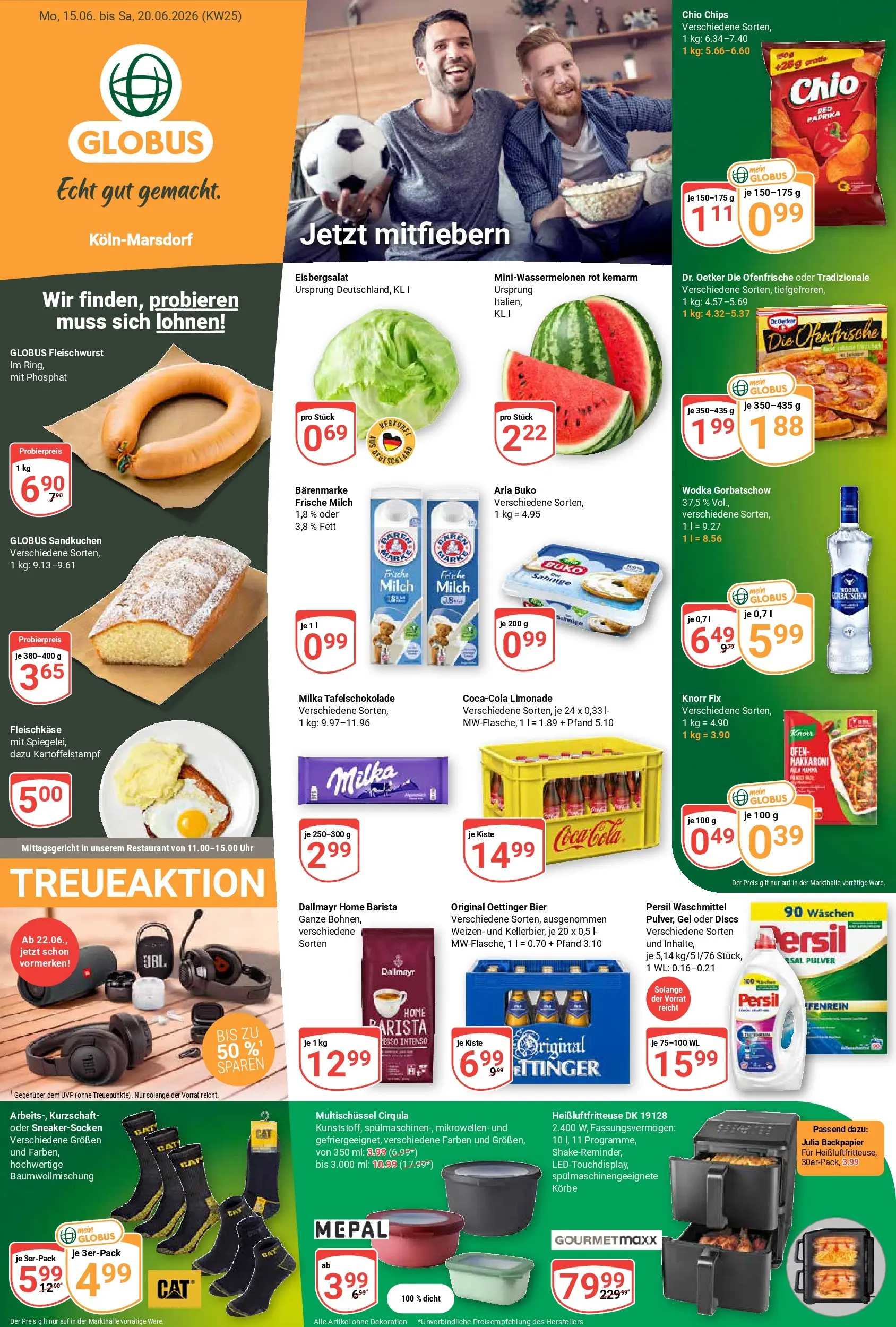 Globus Prospekt Köln (ab 15.06.2026) » Angebote online | Seite: 1 | Produkte: Milka, Waschmittel, Chips, Heißluftfritteuse