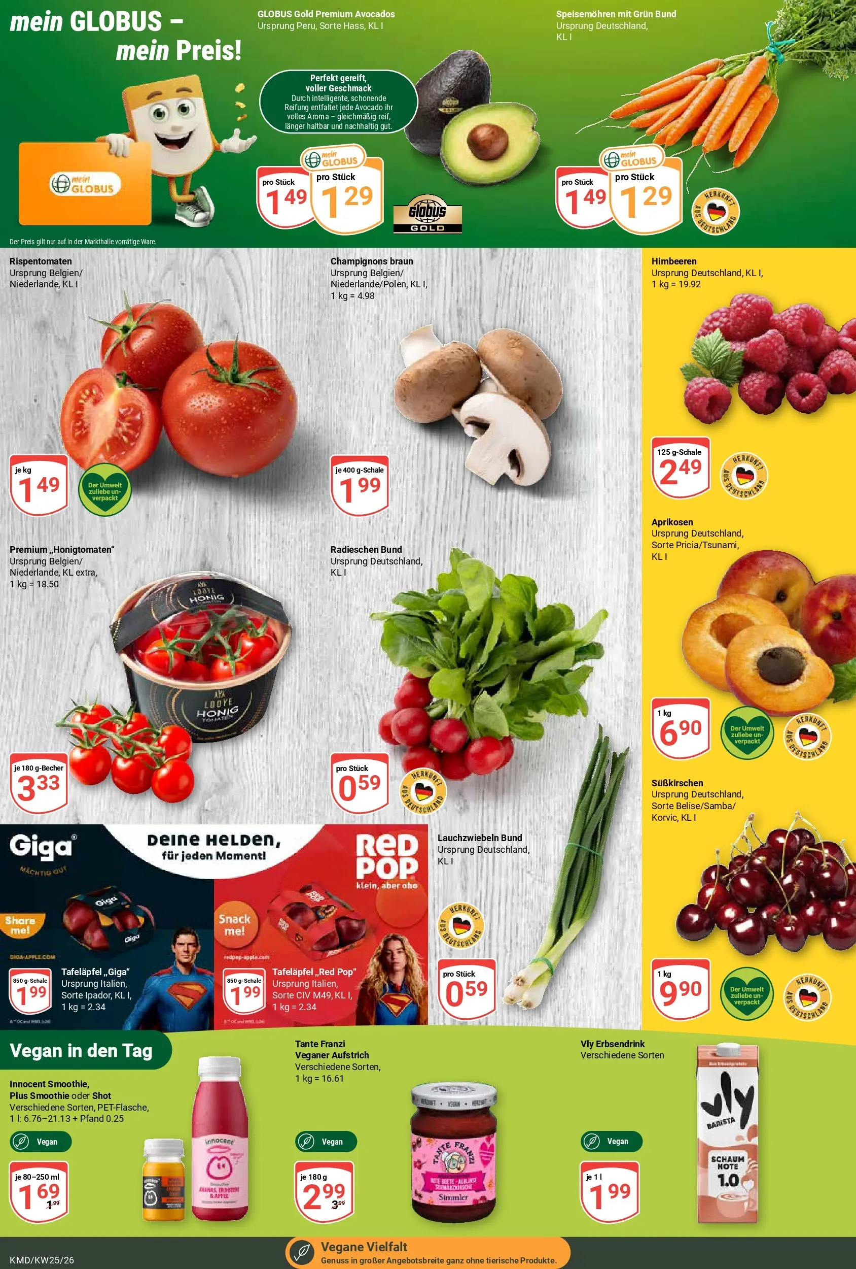 Globus Prospekt Köln (ab 15.06.2026) » Angebote online | Seite: 4 | Produkte: Himbeeren, Avocado, Champignons