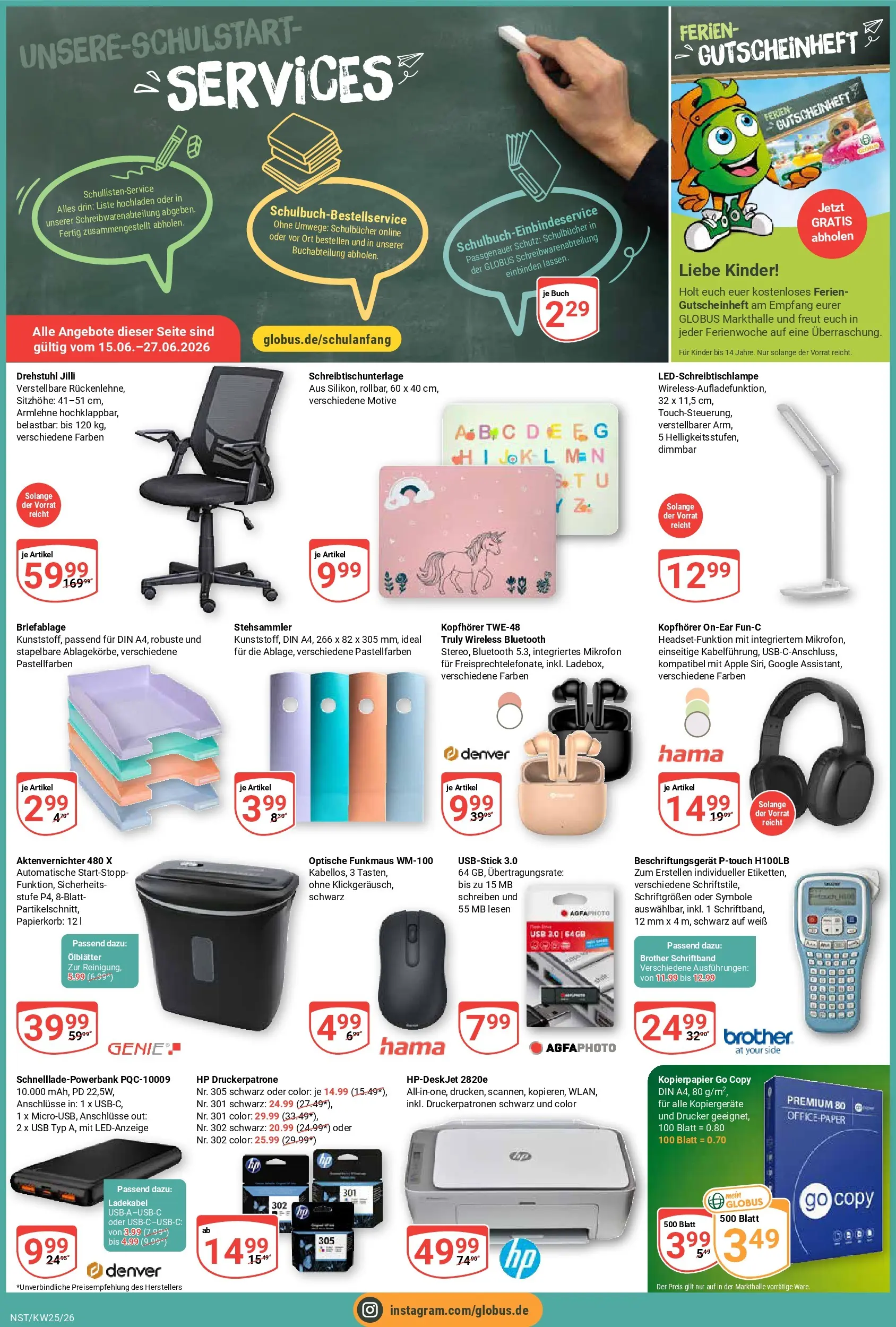 Globus Prospekt Neustadt (ab 15.06.2026) » Angebote online | Seite: 4 | Produkte: HP, Aktenvernichter, Ladekabel, Kopfhörer