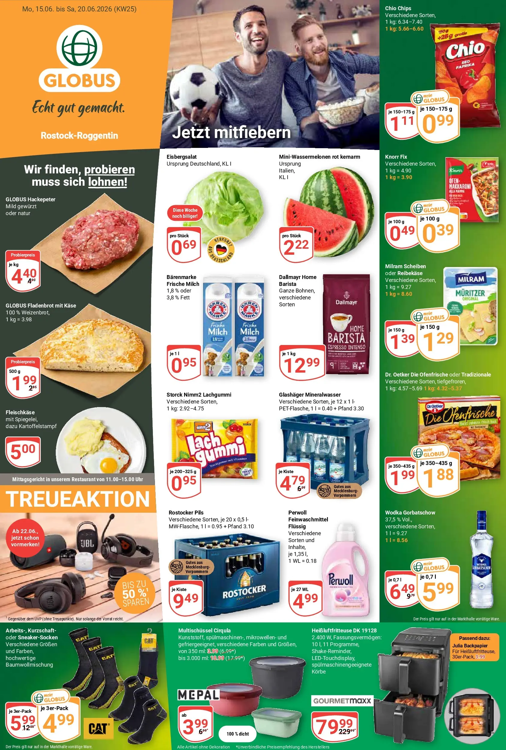 Globus Prospekt Rostock (ab 15.06.2026) » Angebote online | Seite: 1 | Produkte: Knorr fix, Ofenfrische, Reibekase, Heißluftfritteuse
