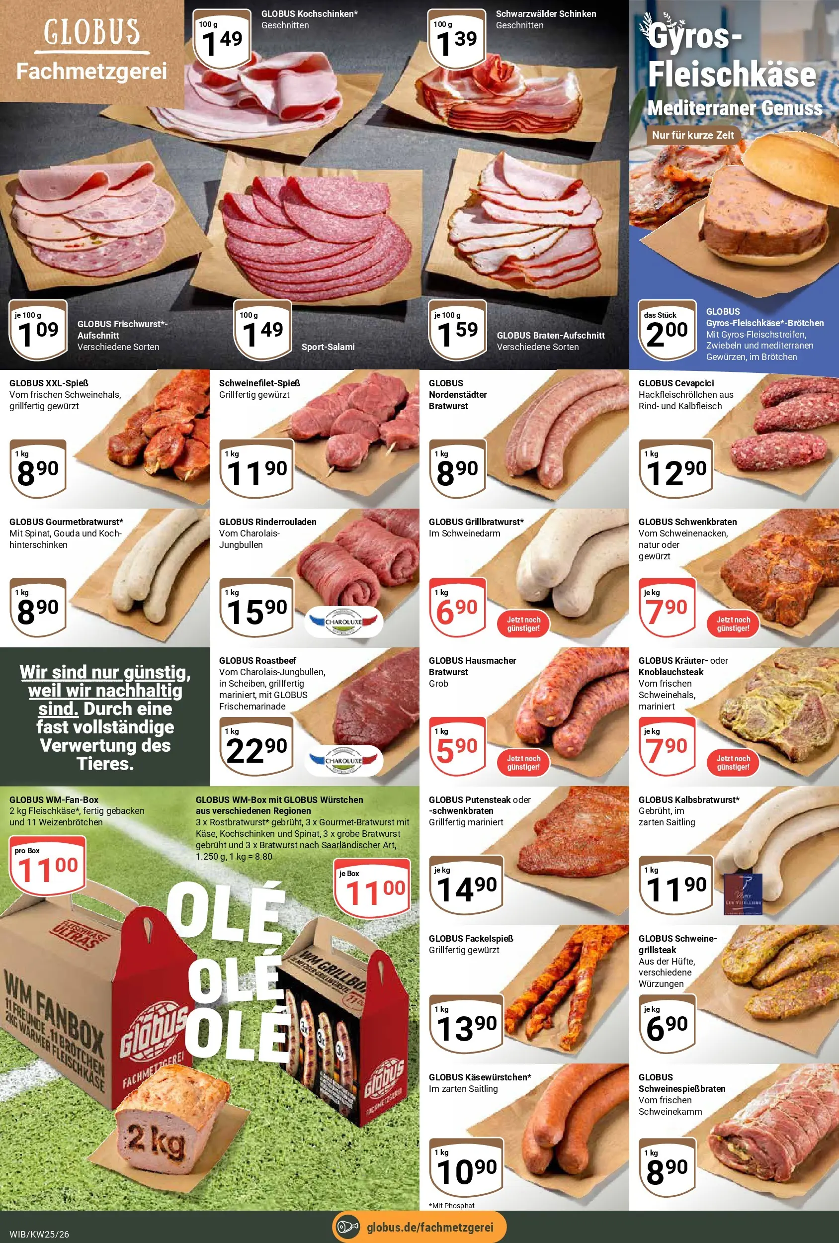 Globus Prospekt Wiesbaden-Nordenstadt (ab 15.06.2026) » Angebote online | Seite: 13 | Produkte: Rinderrouladen, Bratwurst, Roastbeef, Schinken