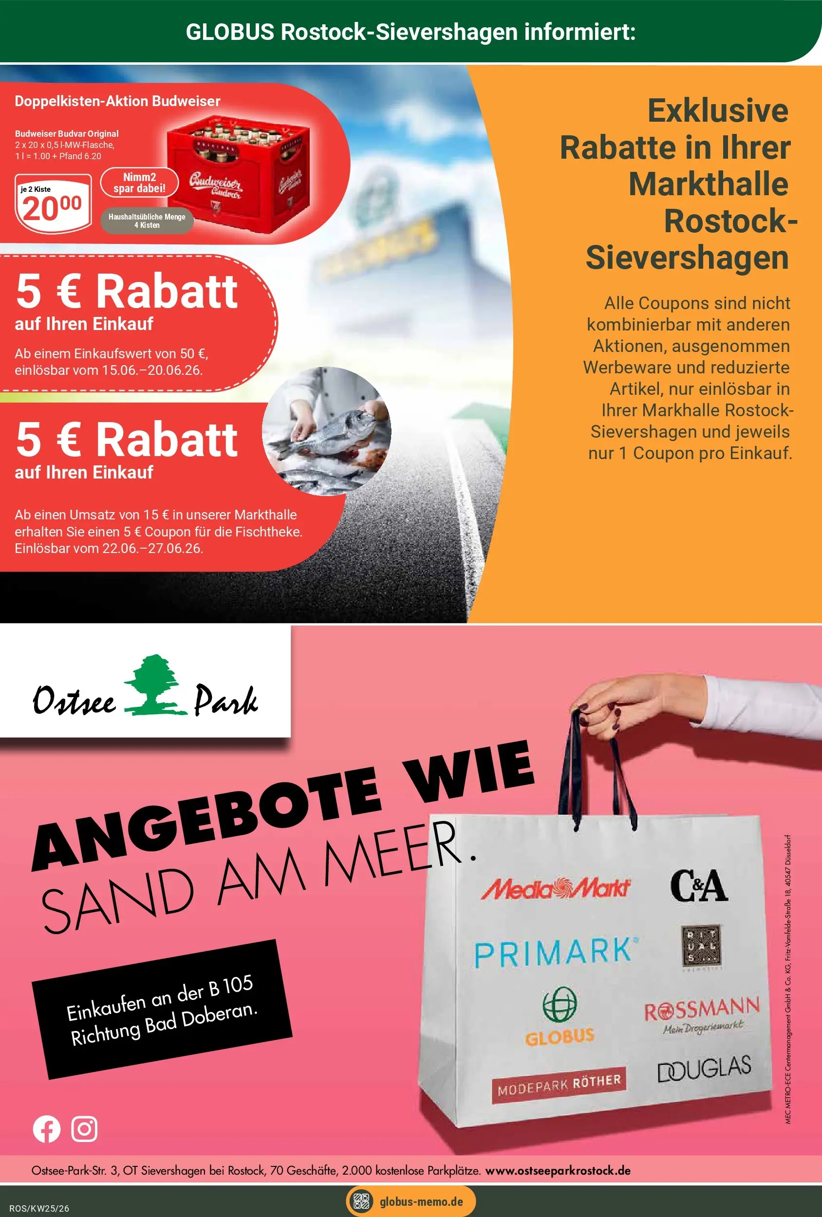 Globus Prospekt Lambrechtshagen (ab 15.06.2026) » Angebote online | Seite: 8 | Produkte: Bad, Budweiser